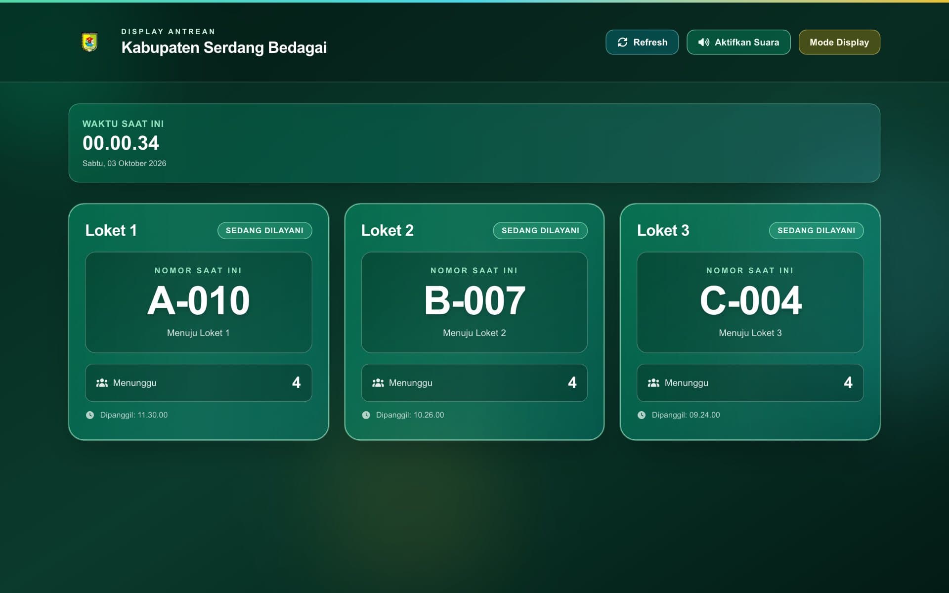Screenshot of Kiosk Queue System